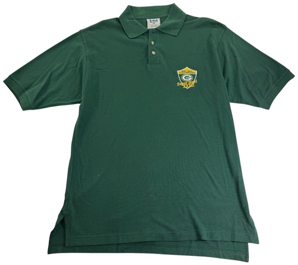 Vintage 90s Green Bay Packers Lee Sport Polo Men's Medium Super Bowl XXXII Shirt